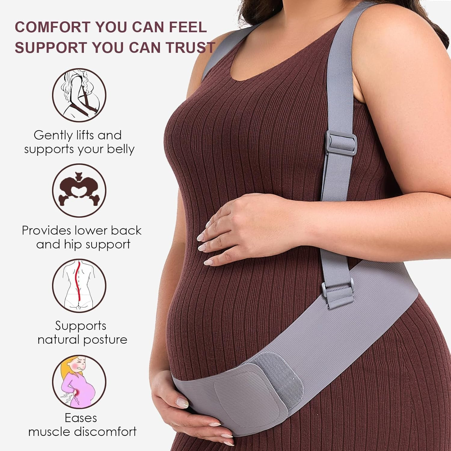 Belly Bands for Pregnant Women with Adjustable Support Brace Straps | Pregnancy