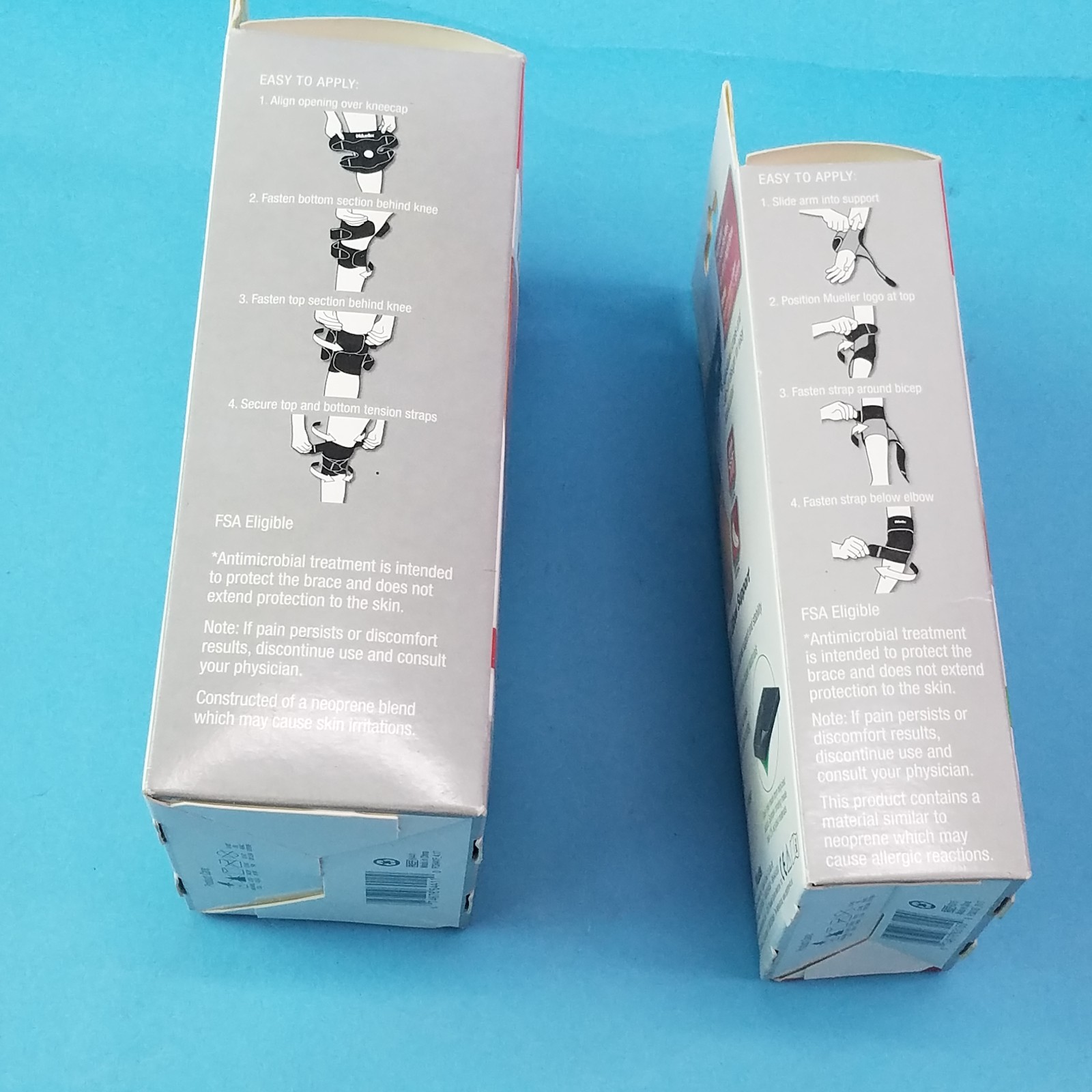 Mueller One elbow support and one knee support Both adjustable one price