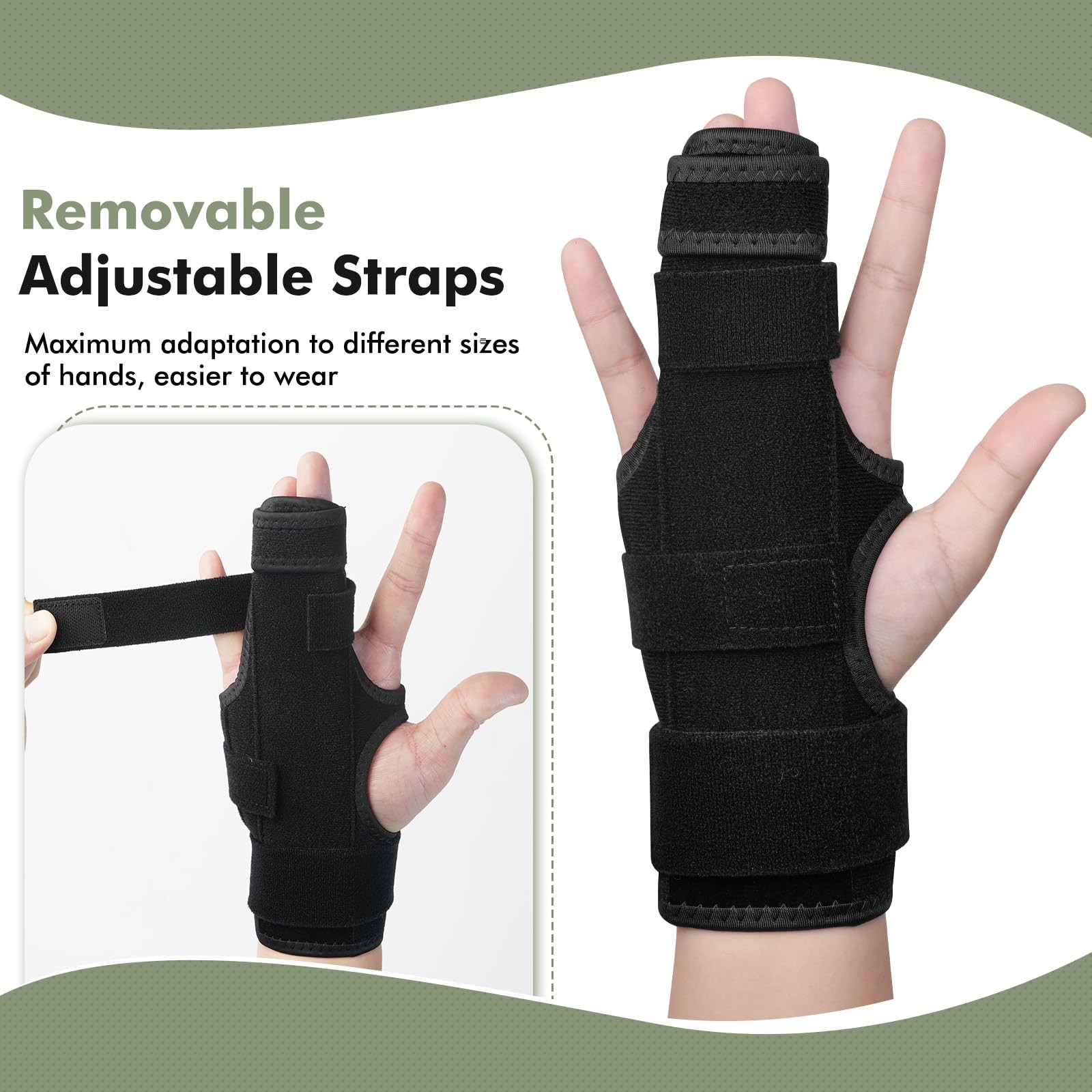 EDNYZAKRN Trigger Finger Splint, 2 Brace for Index, Middle, S/M, Black