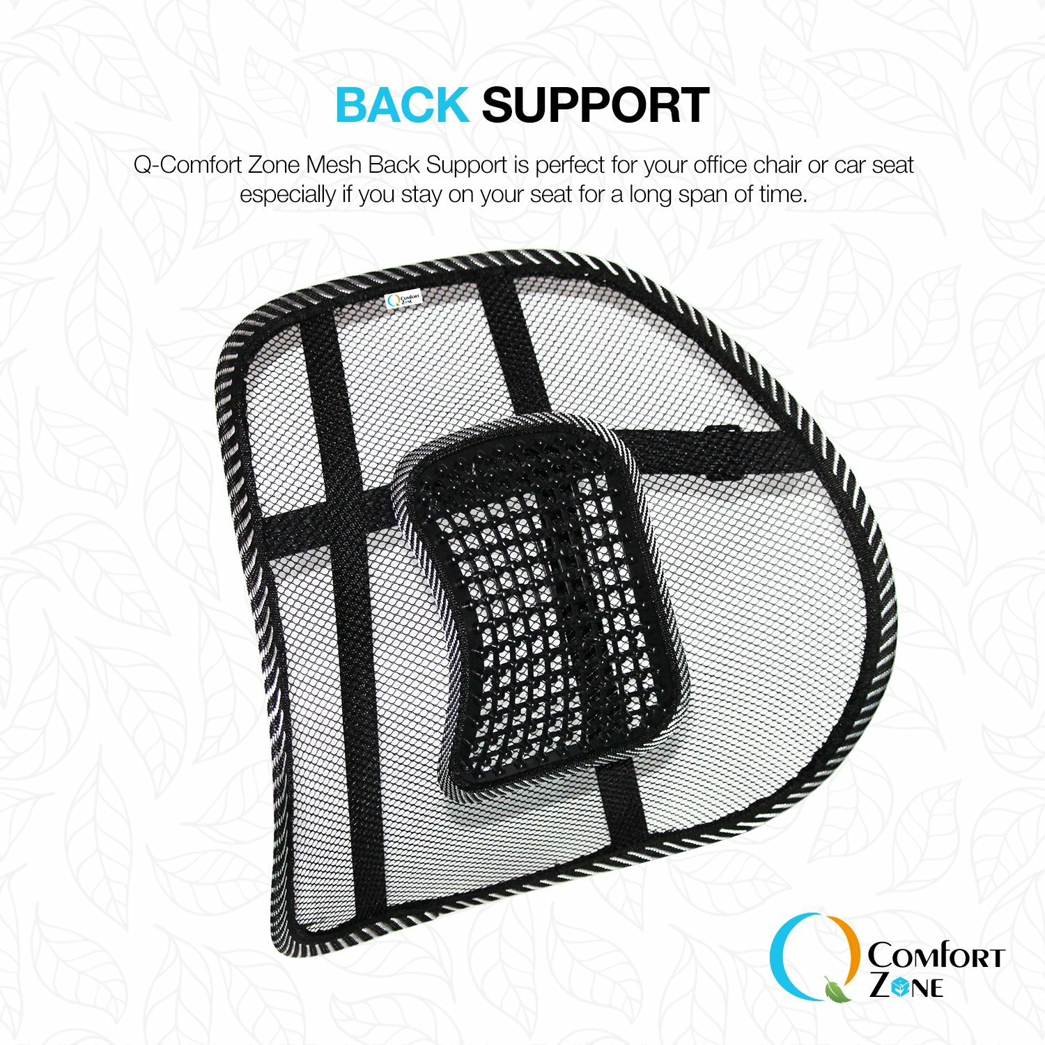 EUC Car / Seat / Chair Vent Mesh Lower Back Lumbar Support with straps Black