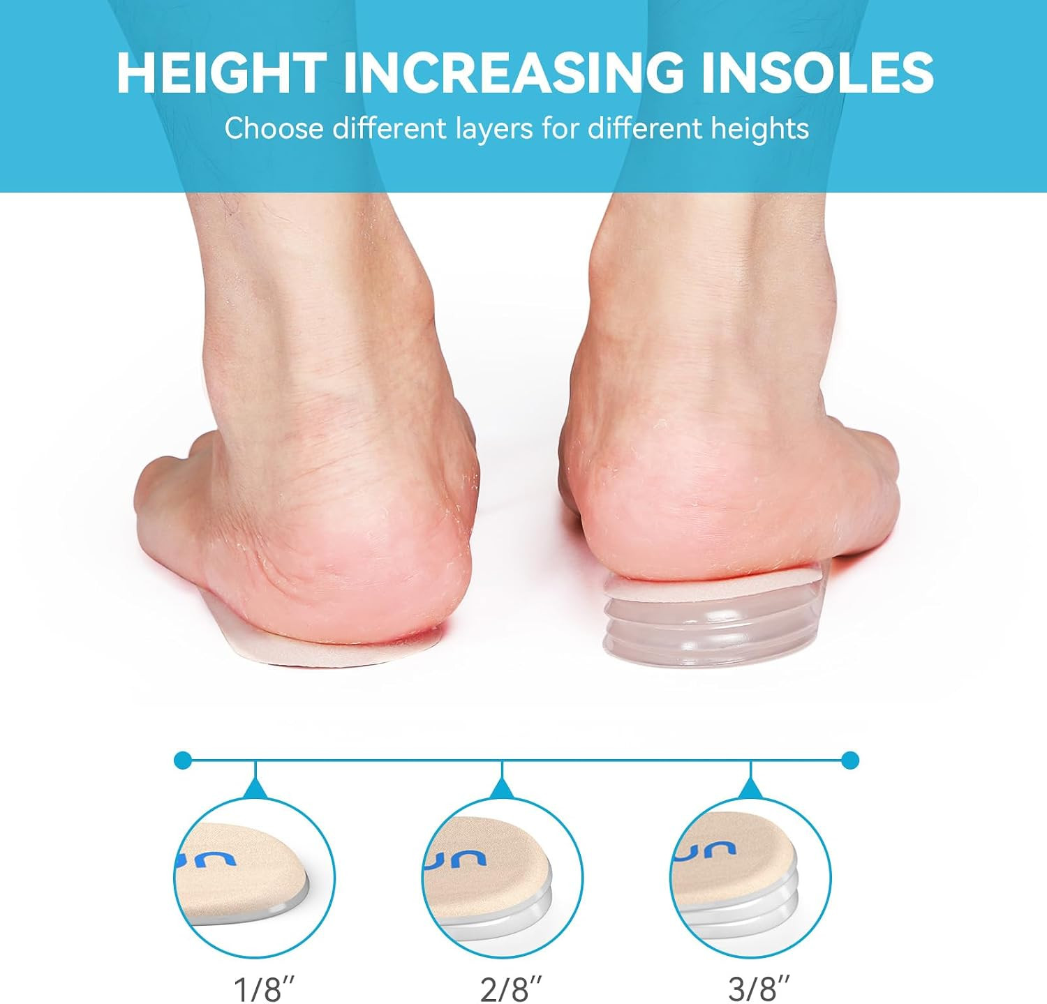 Heel Lift, 3-Layer Gel Shoe Lifts for Women Uneven Legs, Adjustable Orthopedic H