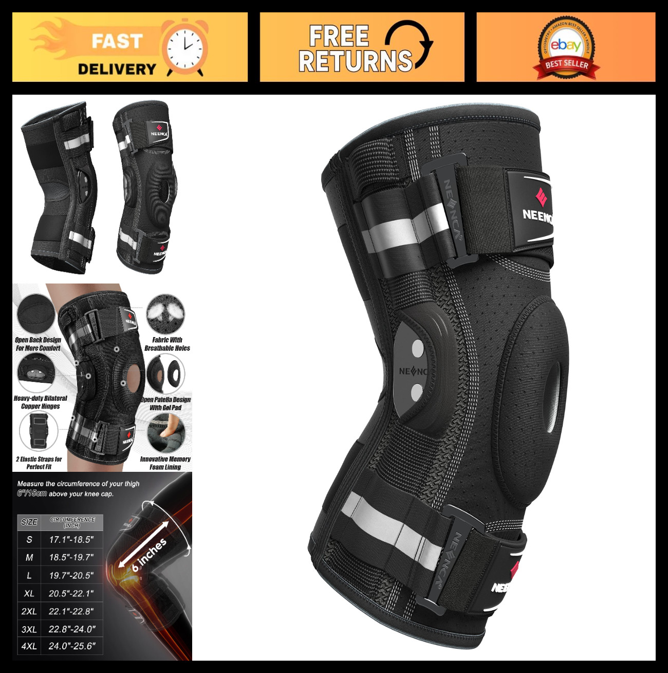 Hinged Knee Brace Support for Men & Women – Professional Pain Relief & Stability