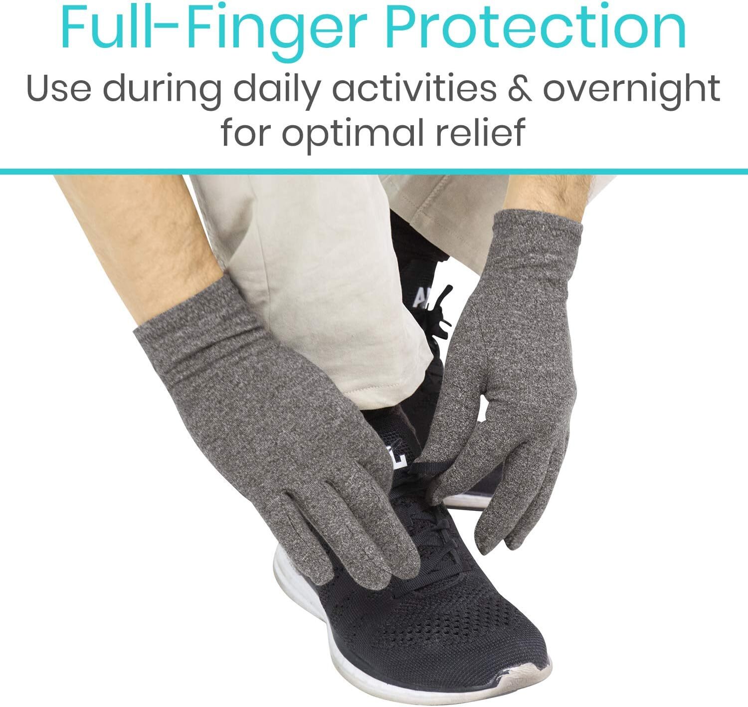 2 Pairs Full Compression Gloves with Touch Screen Finger Arthritis Hand Support