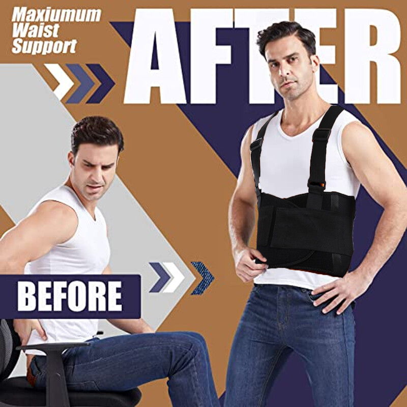 Back Waist Support Heavy Duty Lift Lumbar Lower Belt Brace Suspenders Industrial