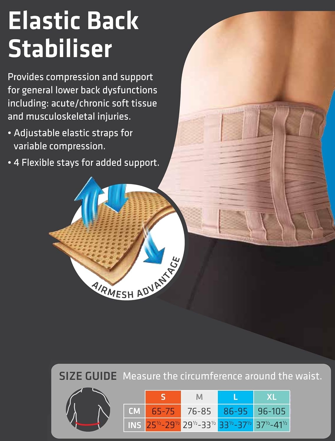 Thermoskin Elastic Back Stabilizer, Beige, Medium