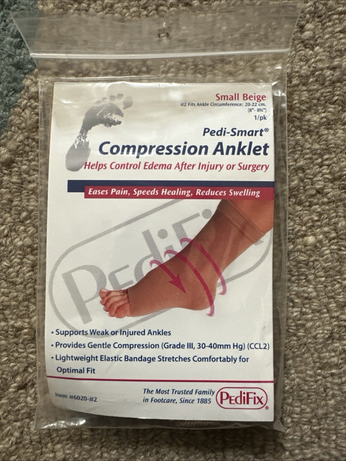 PediFix Pedi-Smart Compression Anklet Beige Size Small NEW