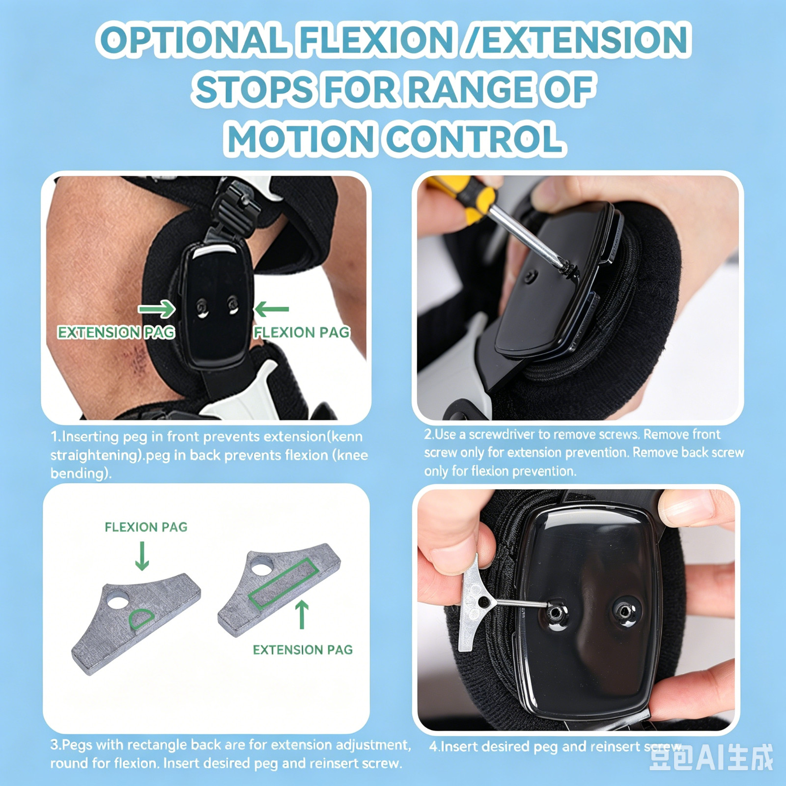 Osteoarthritis unloading brace, adjustable for decompression up and down stairs