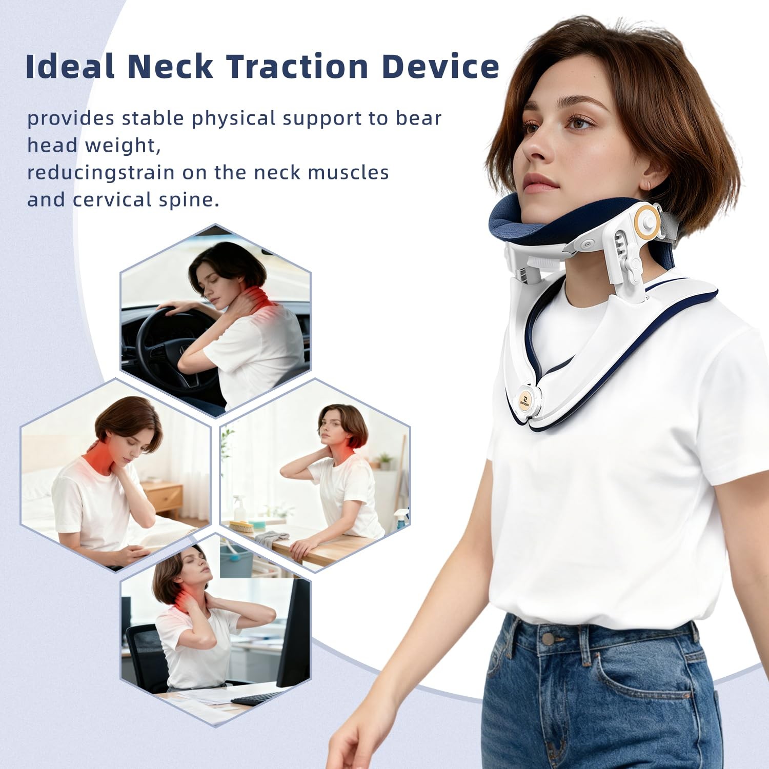Cervical Traction Device, Lightweight & Adjustable Neck Stretcher for Neck Su…