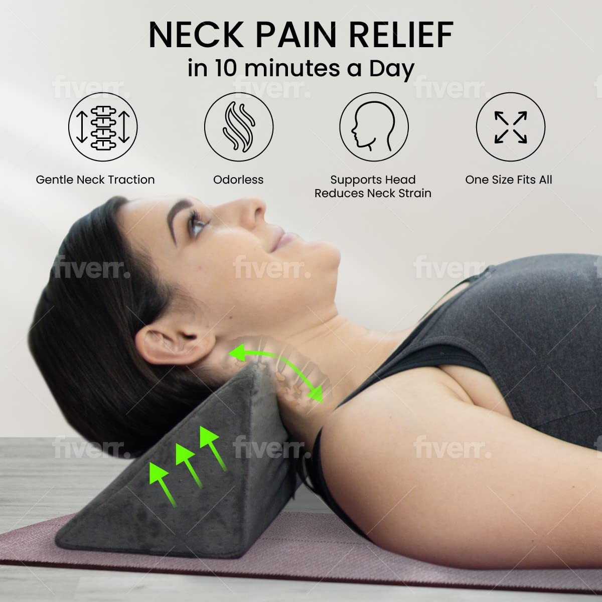 Cervical Wedge Pillow for Neck & Shoulder Pain Relief, Contoured Support