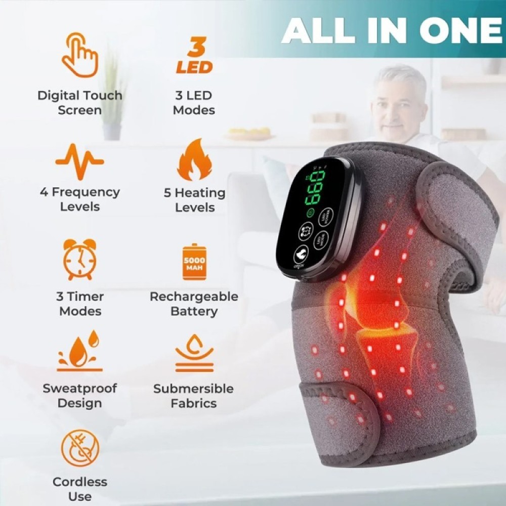 660nm Red Light & 850nm Near Infrared Light Therapy Heated Knee Massage Brace