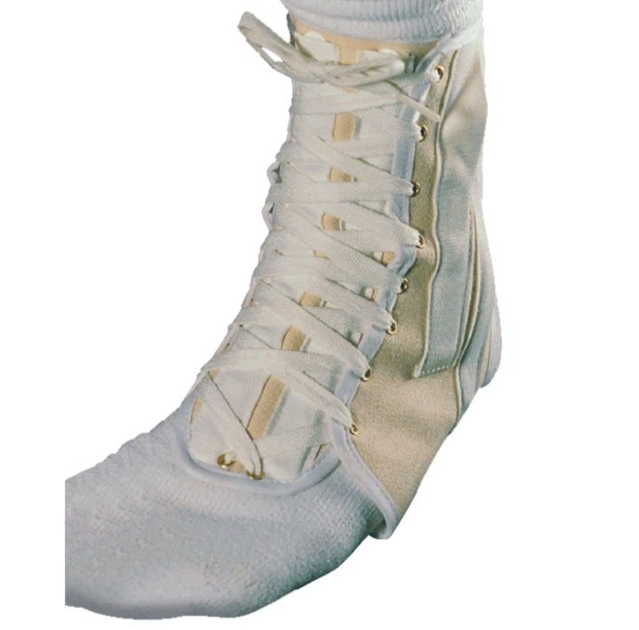 ALEX Orthopedic Ankle Support Brace Lace-Up Adjustable Canvas White Size S