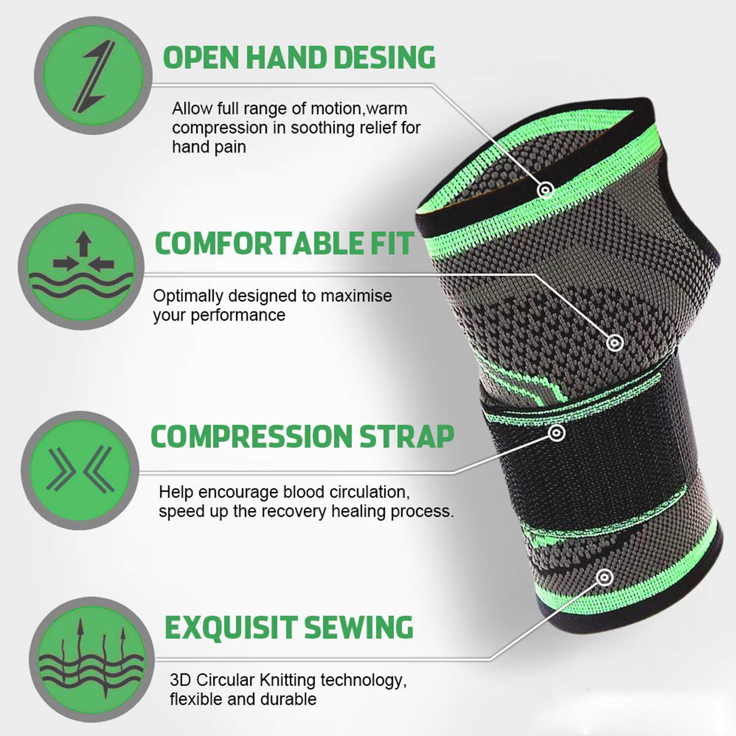 Compression Wrist Brace Support Strap Band Sports Gym Arthritis Carpal Tunnel US