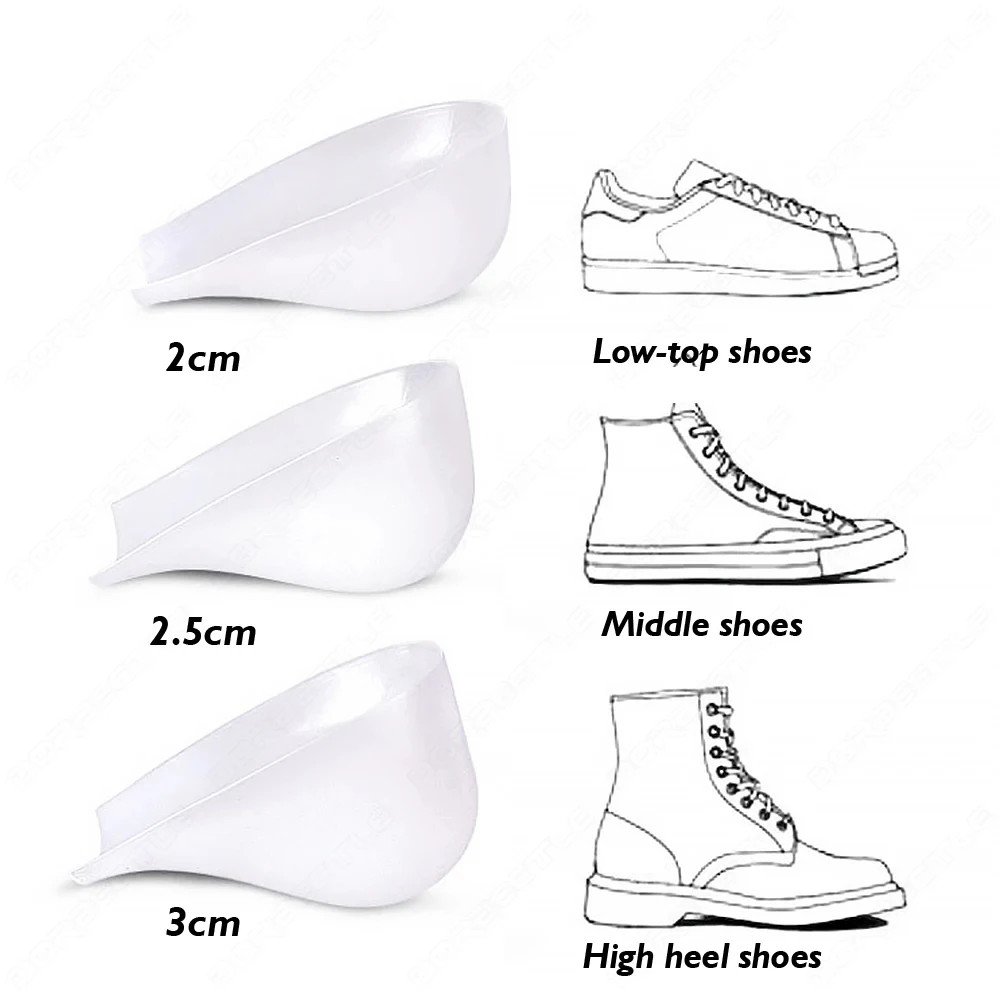 1Pair Invisible Height Increased Insole Silicone Heel Socks for Women Men