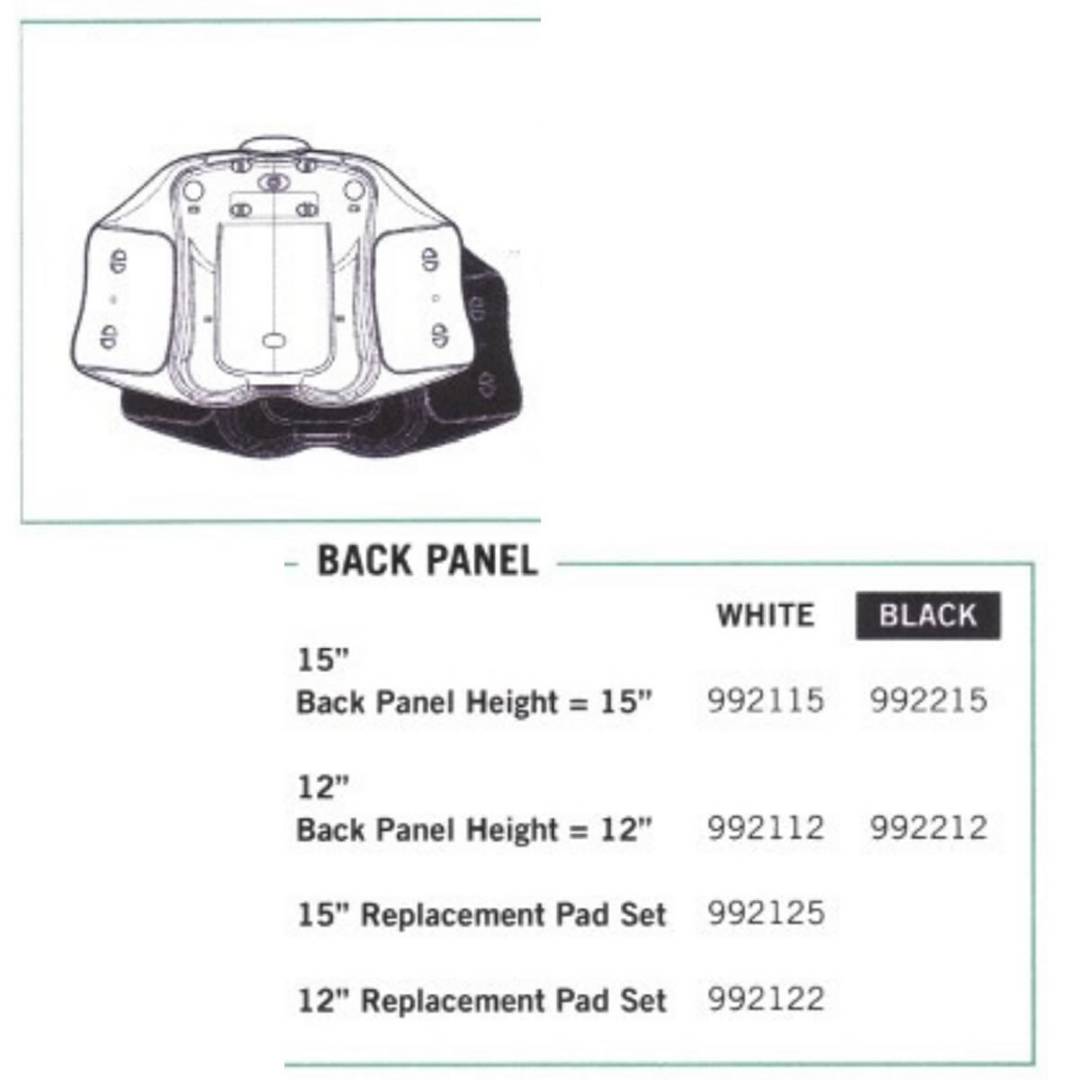 992112 Aspen Contour LSO 12″ Back Brace Panel White
