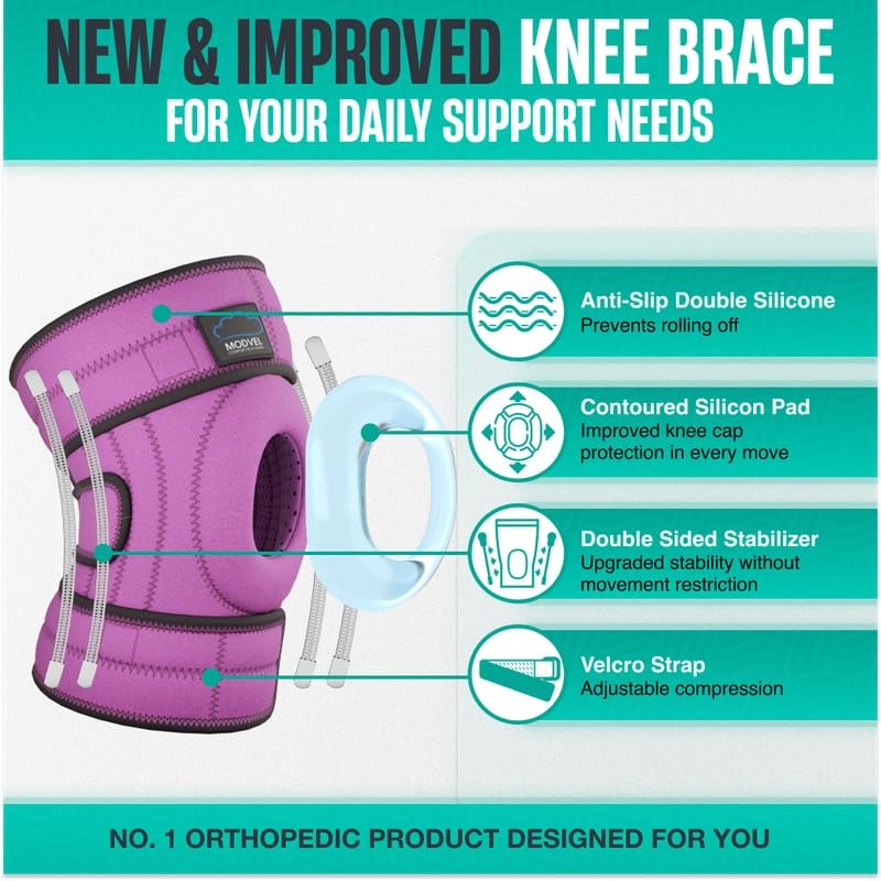 Modvel ELITE Knee Brace for Men and Women – Patella Gel Pads and Side Stabili…