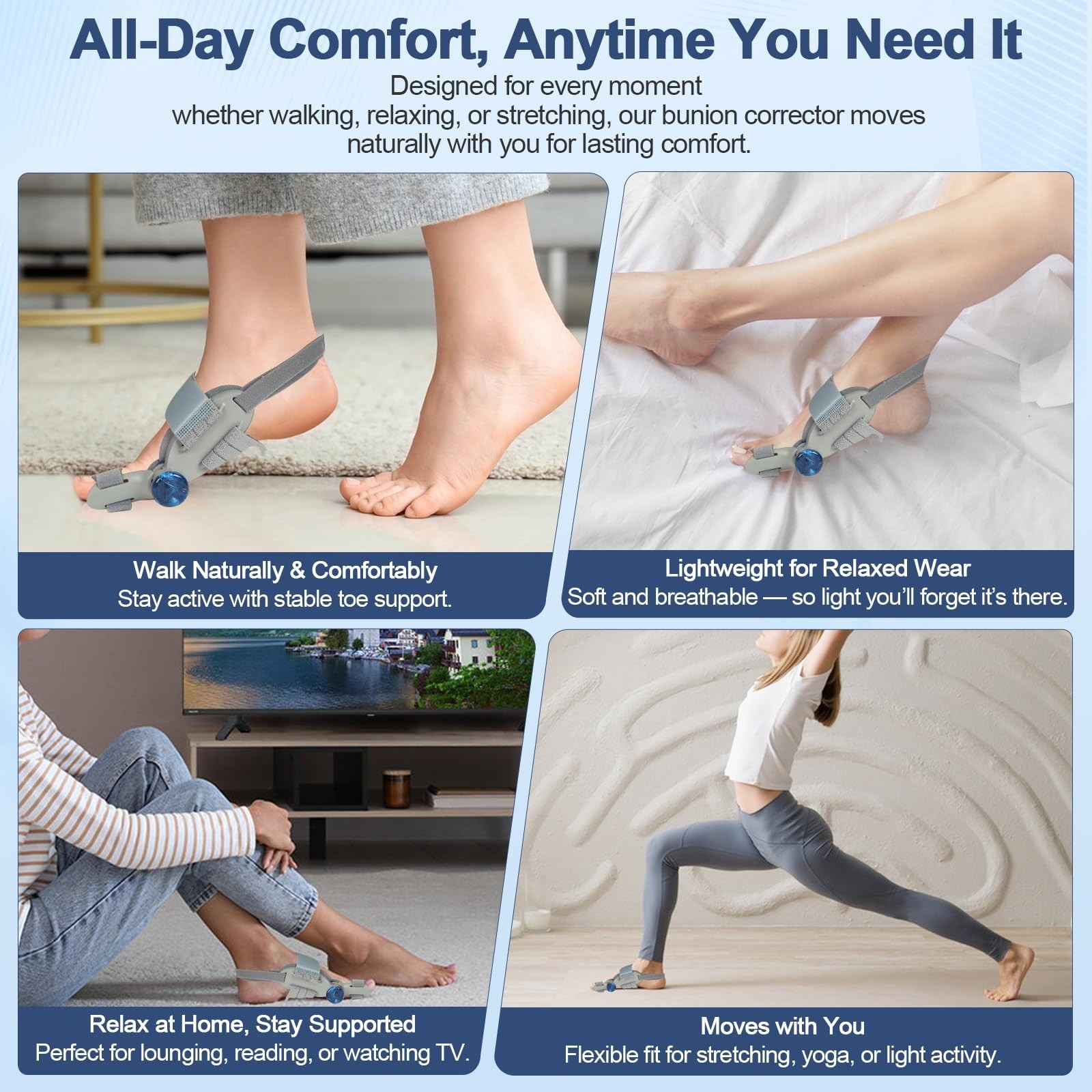 Adjustable Bunion Corrector for Men & Women, Big Toe Relief with Silicone Pad, 1