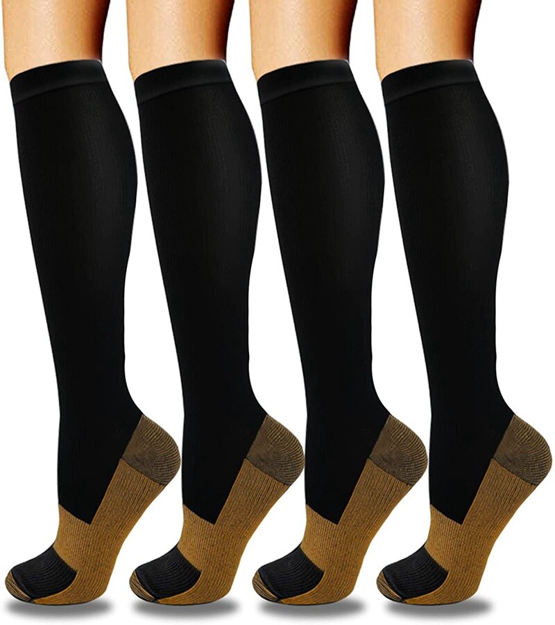 (6 Pairs) Copper Compression Socks 20-30mm Hg Knee High Mens / Womens S-XXL USA