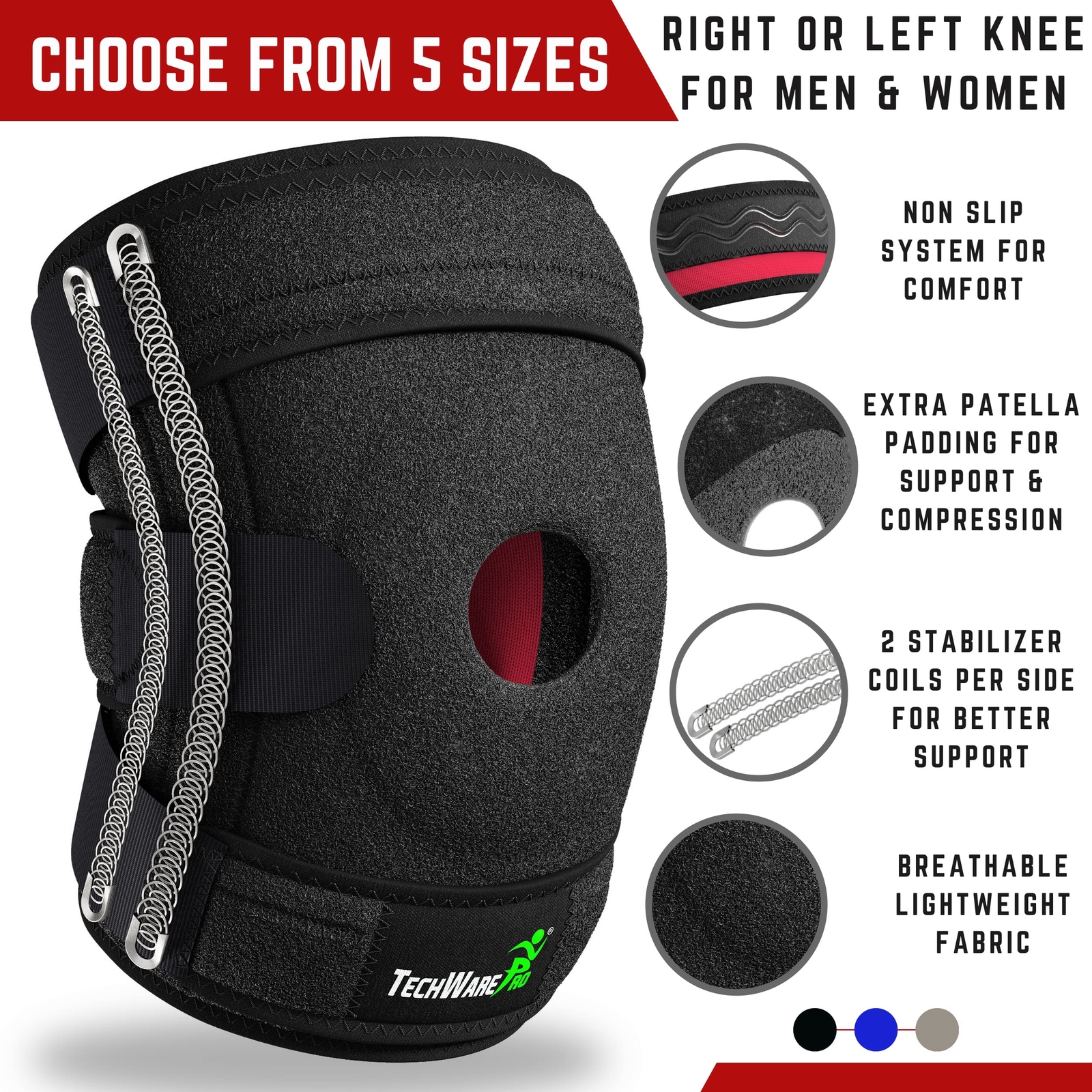 Knee Brace Support – Plus Size Knee Brace. Relieves ACL, LCL, MCL, Meniscus T…