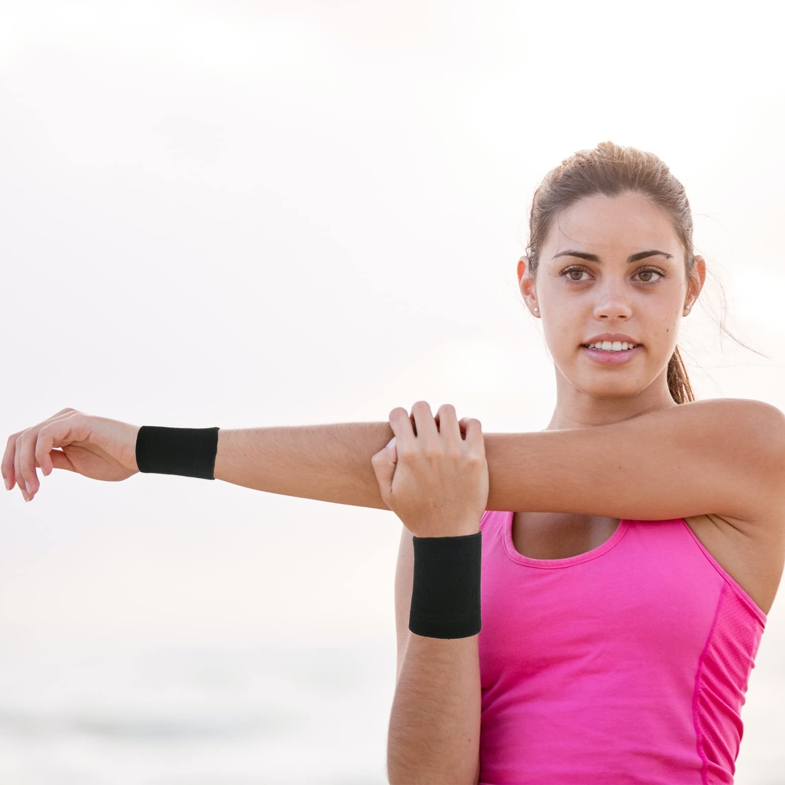 Cosmos 1 Pair Compression Wrist Sleeve Nylon Brace Wraps One Size, Black