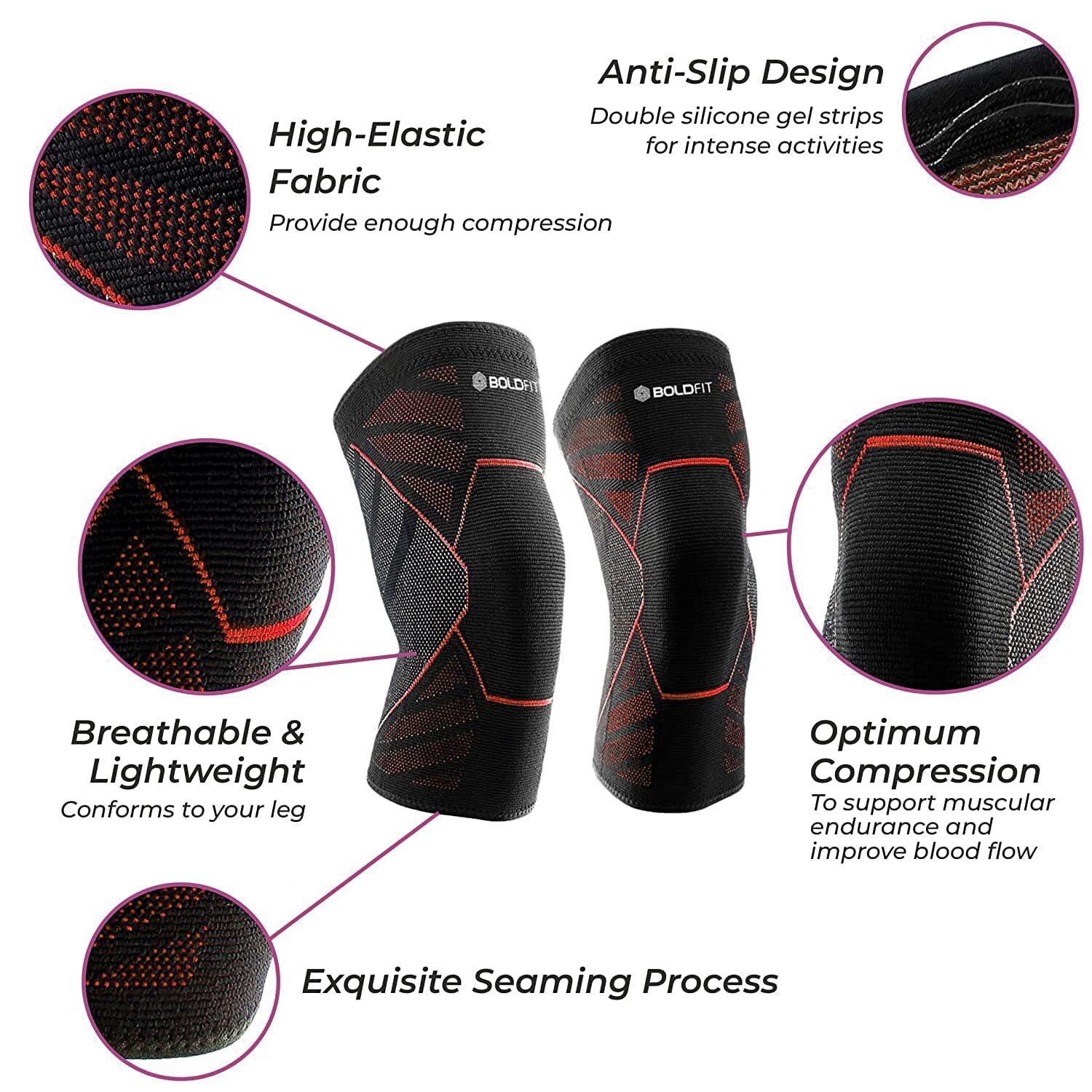 Boldfit Knee Caps For Workout and Jogging Unisex XL Size