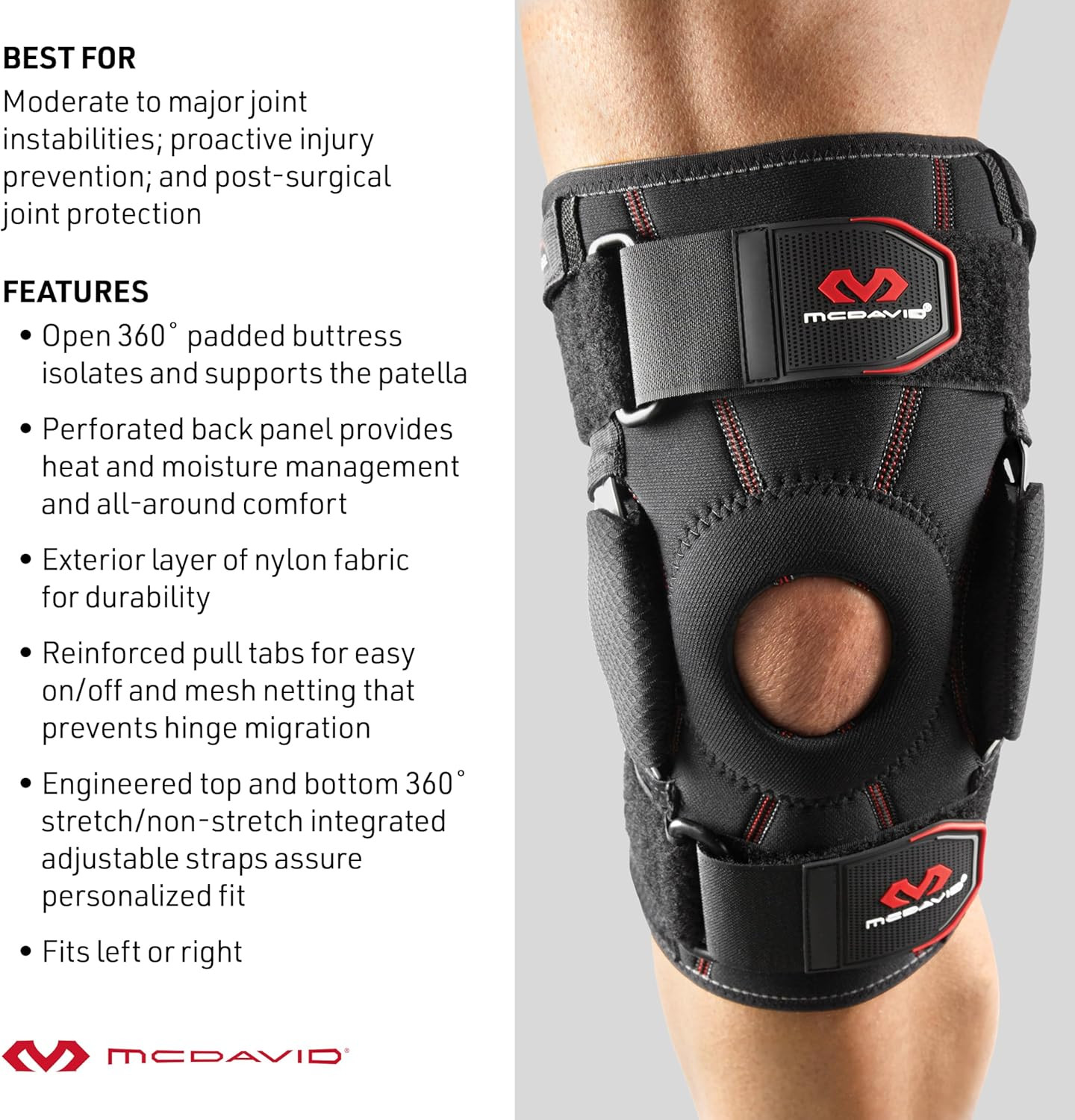Knee Brace with Hinges for Maximum Support, Pain Relief & Recovery Aid
