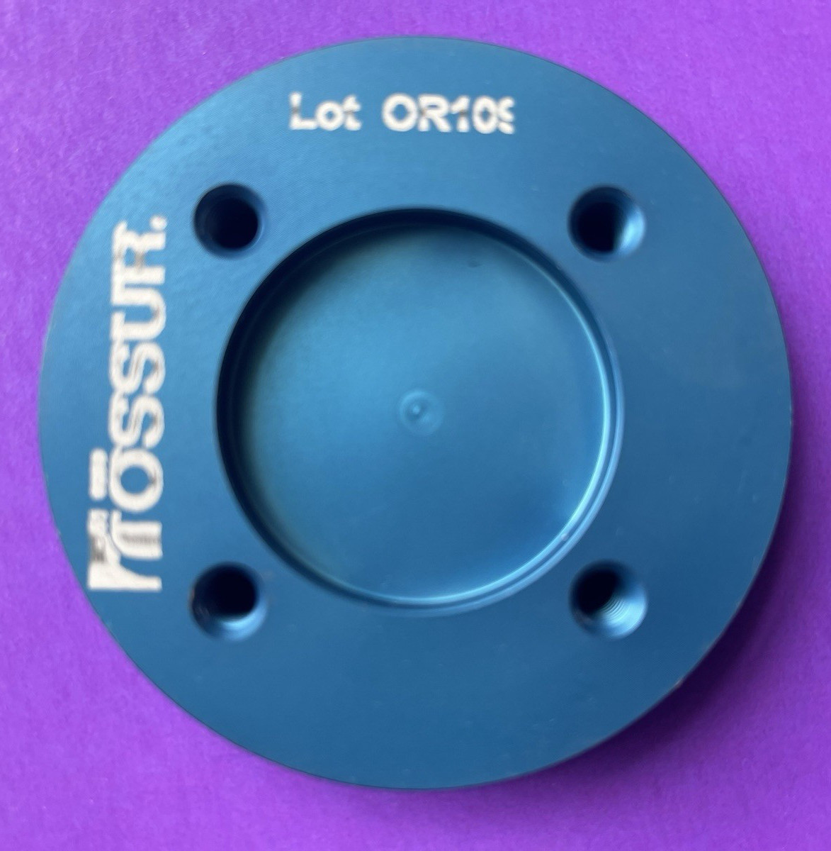 PROSTHETIC 4 HOLE ADAPTER PLATE LOW PROFILE STANDARD BLUE ALUMINUM