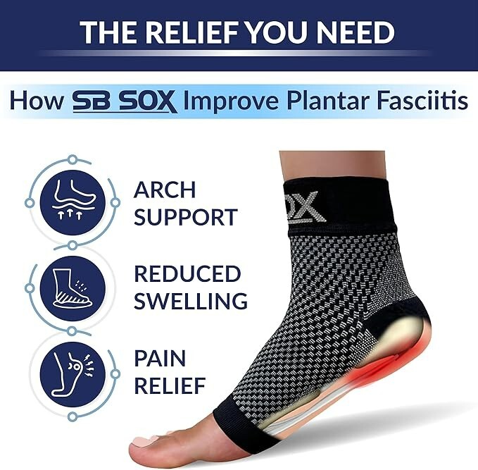Lot of 2 SB SOX Plantar Fasciitis Compression Socks Arch Support Low Cut – MED