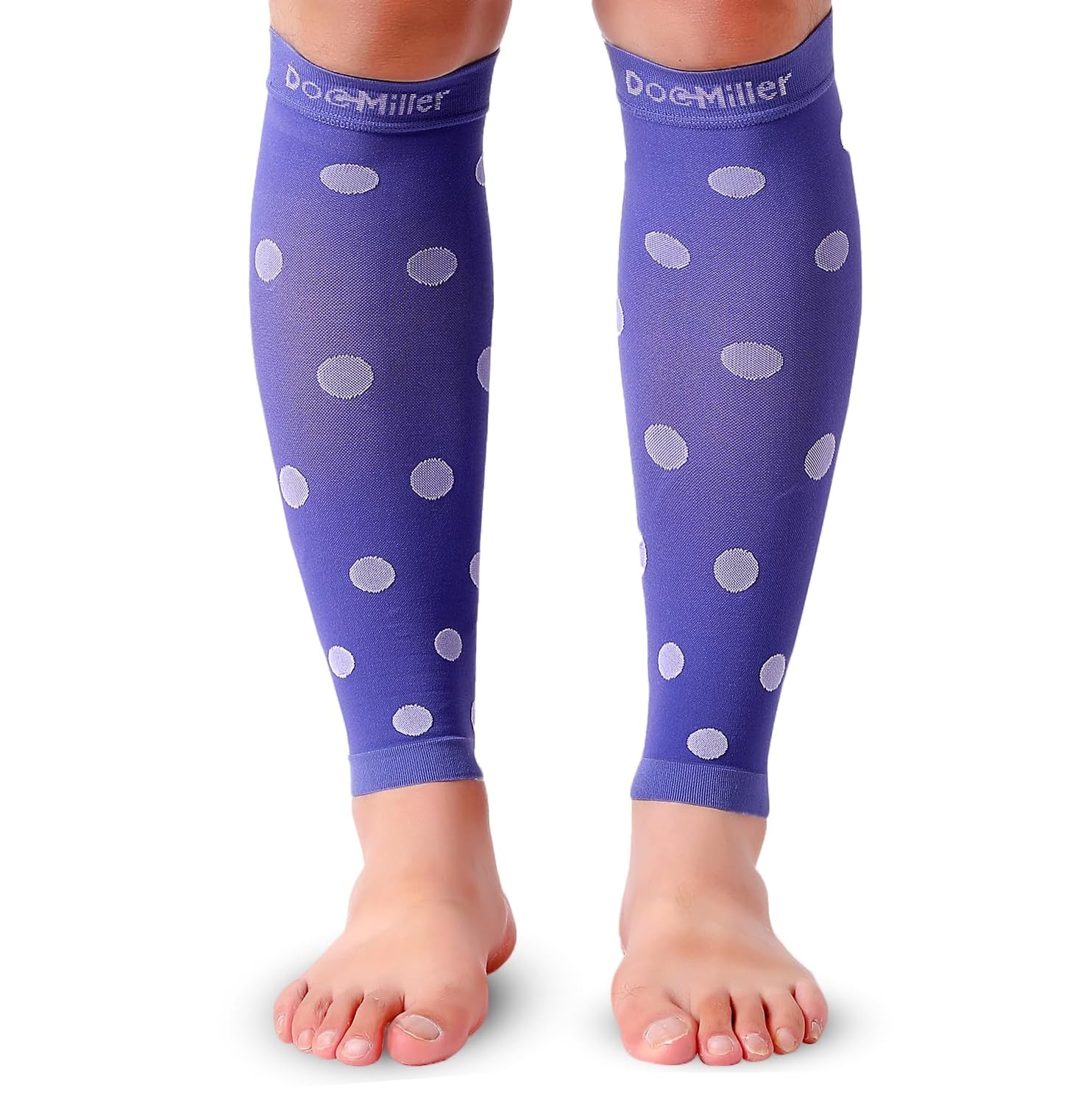 Doc Miller Calf Compression Sleeves 20-30 mmHg for Women Large, Violet/White