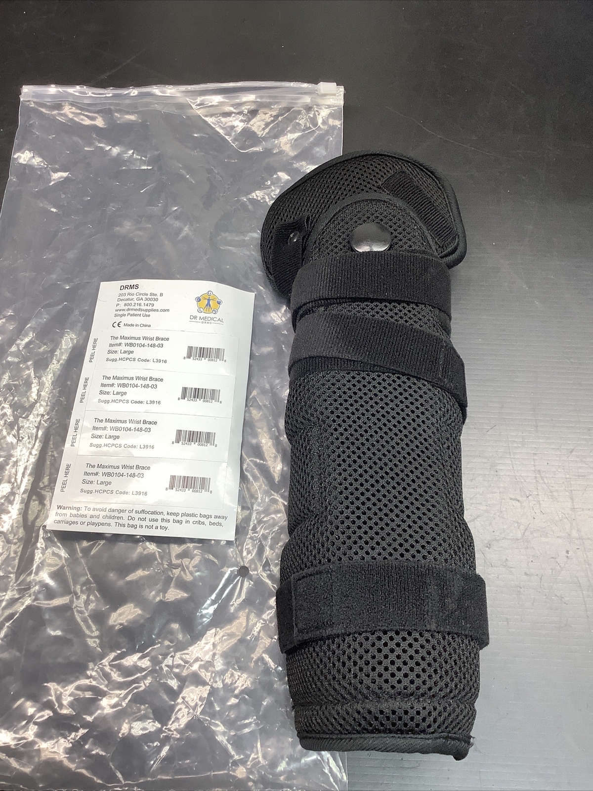 Dr Medical DRMS The Maximus Wrist Brace WB0104-148-03 Size Large New