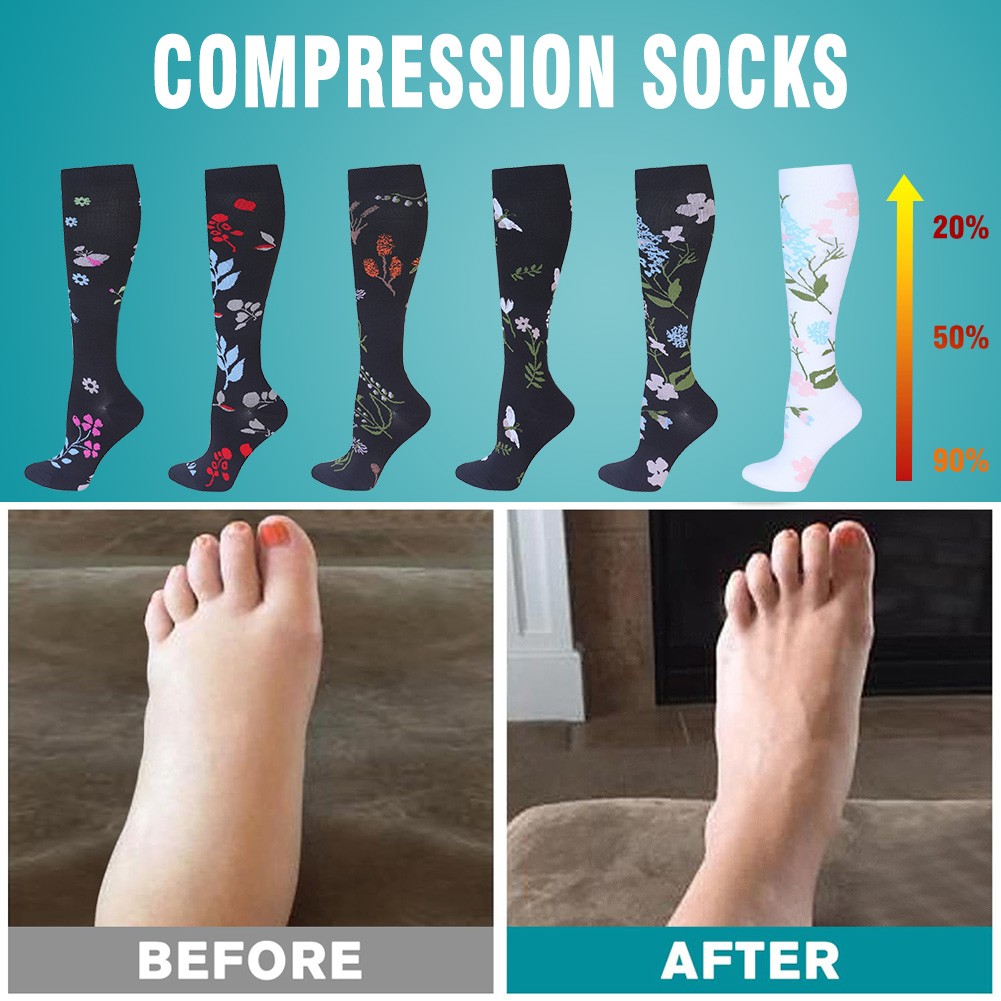 Unisex 20-30 mmHg Knee High Compression Socks Breathable Anti-Slip S/M/L/XL