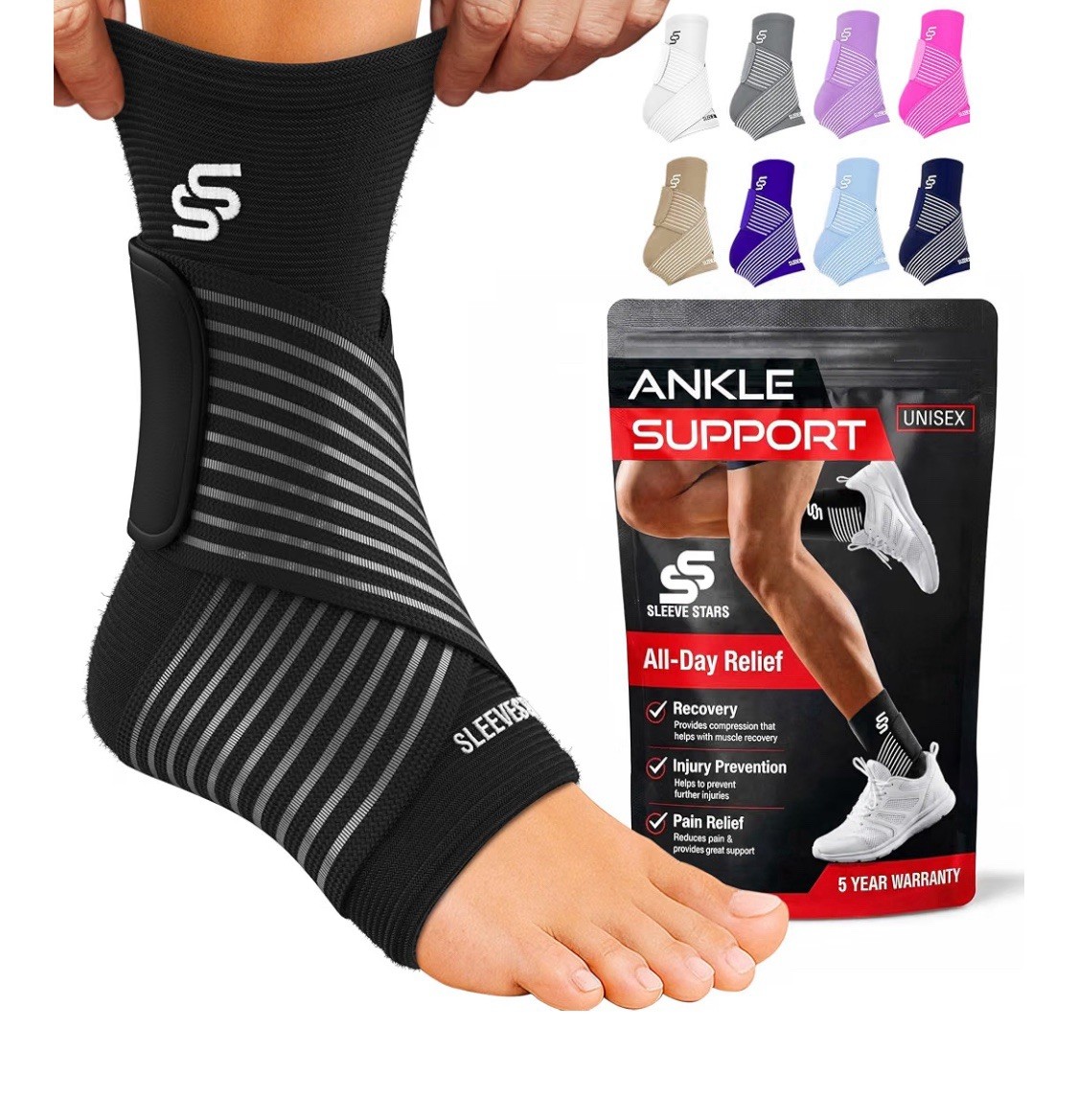 Sleeve Stars Ankle Brace Sprained Ankle Plantar Fasciitis Relief Ankle New