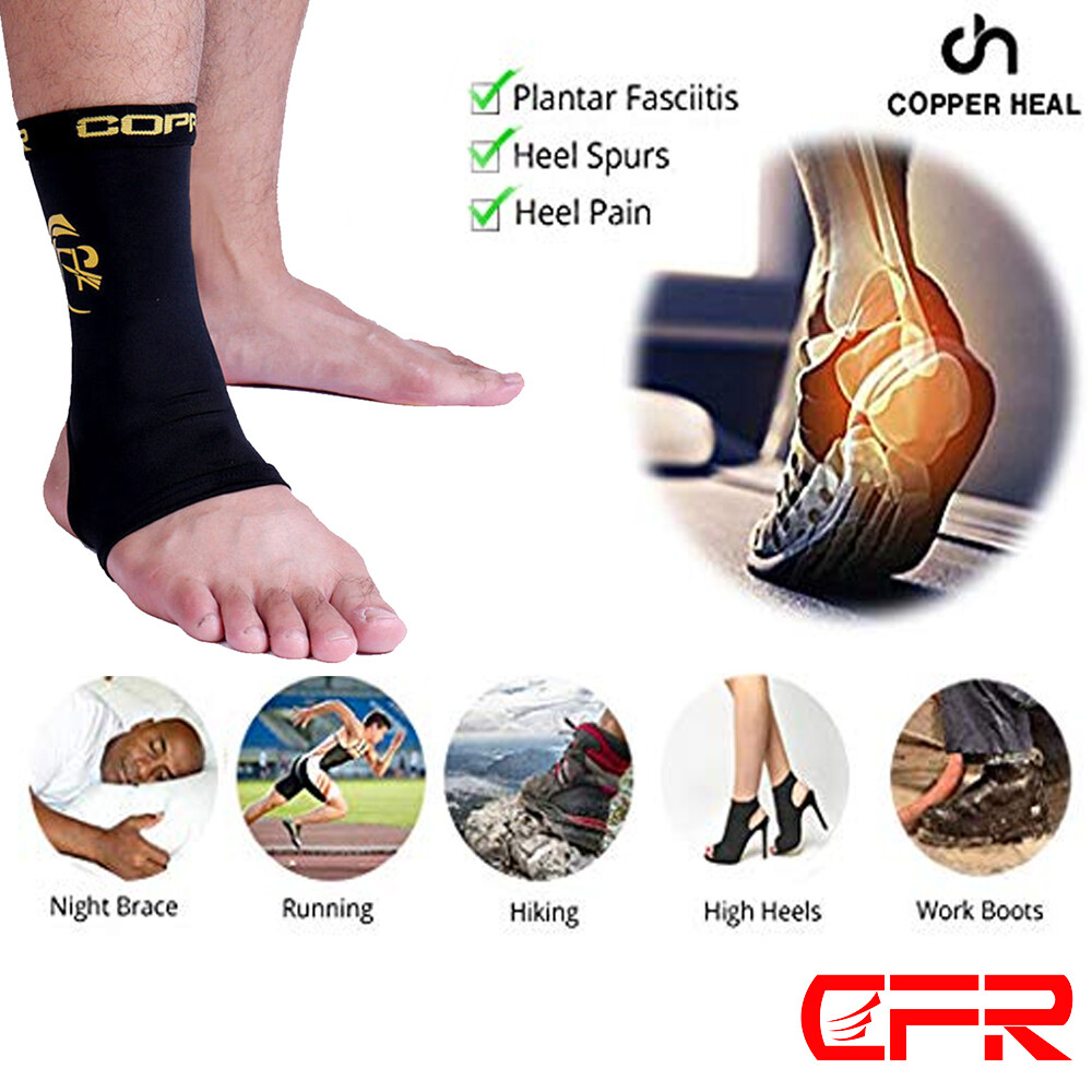 Copper Ankle Support Gym Compression Foot Sleeves Plantar Fascitis Socks Wrap DS
