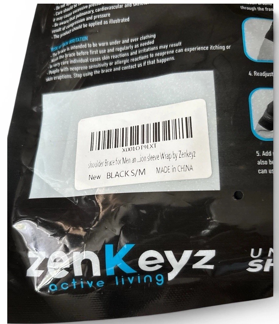 ZENKEYZ Shoulder Brace S/M Unisex Adjustable Rotator Cuff Support Black