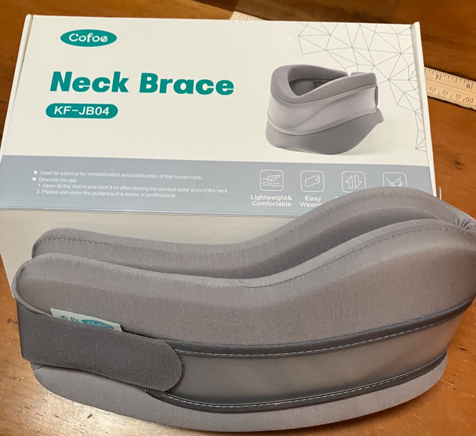 COFOE soft gray cervical neck brace front & rear support adjustible
