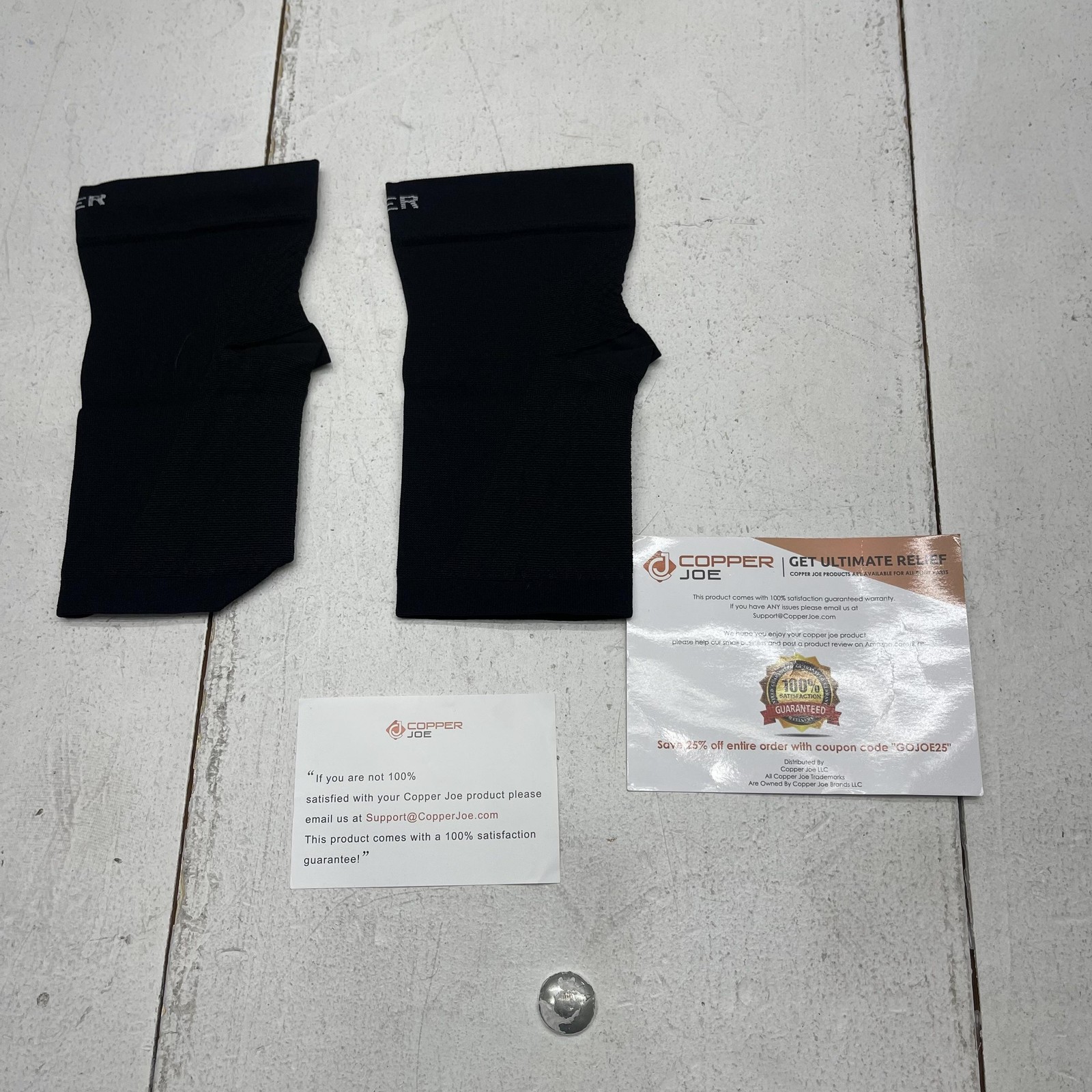 Copper Joe Foot Compression Sleeves XL Black Copper Infused Support Pair