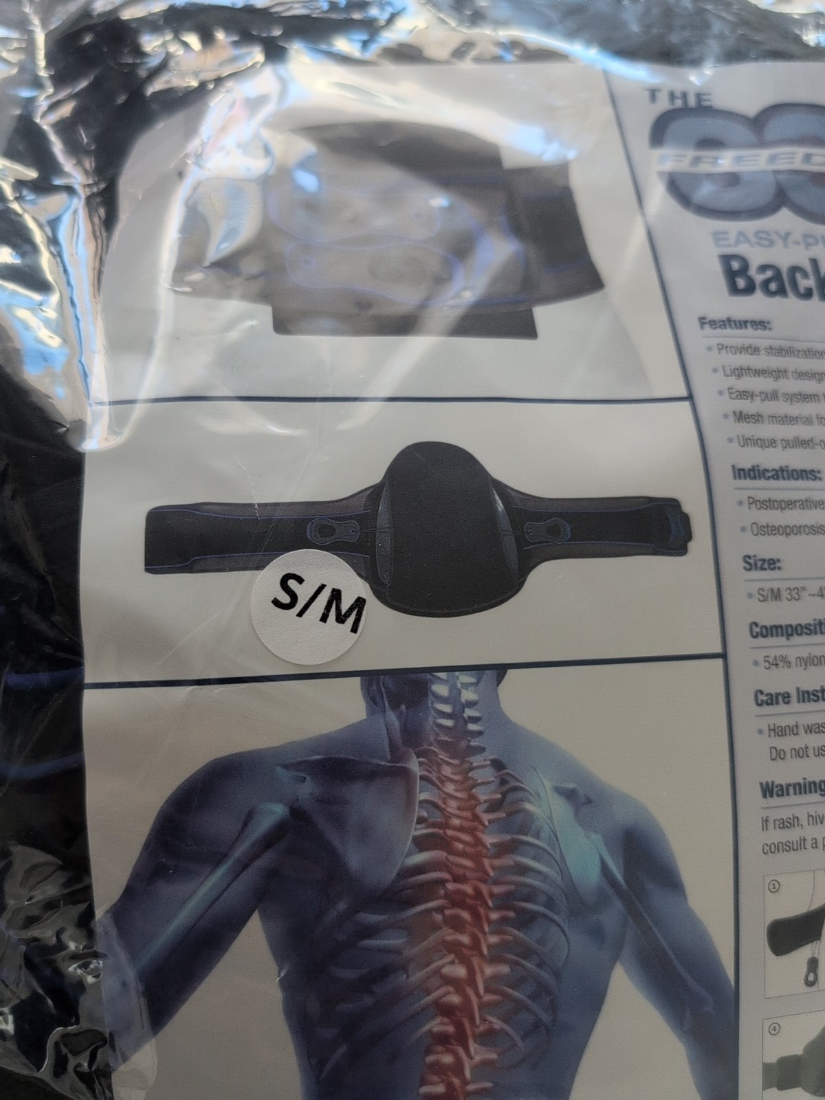 The 637 Freedom X Easy-Pull Mesh Back Brace Lumbar Support Size S/M