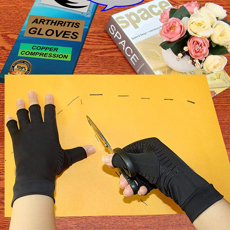 Copper Compression Gloves Hand Brace Support Arthritis Work Rheumatoid Relief US