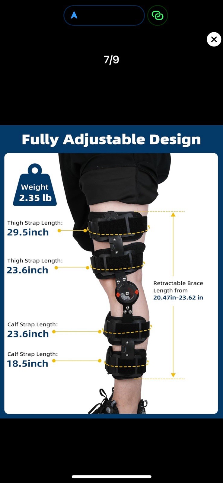 Hinged ROM knee brace, Adjustable post-op, knee for arthritis,acl,mcl injury