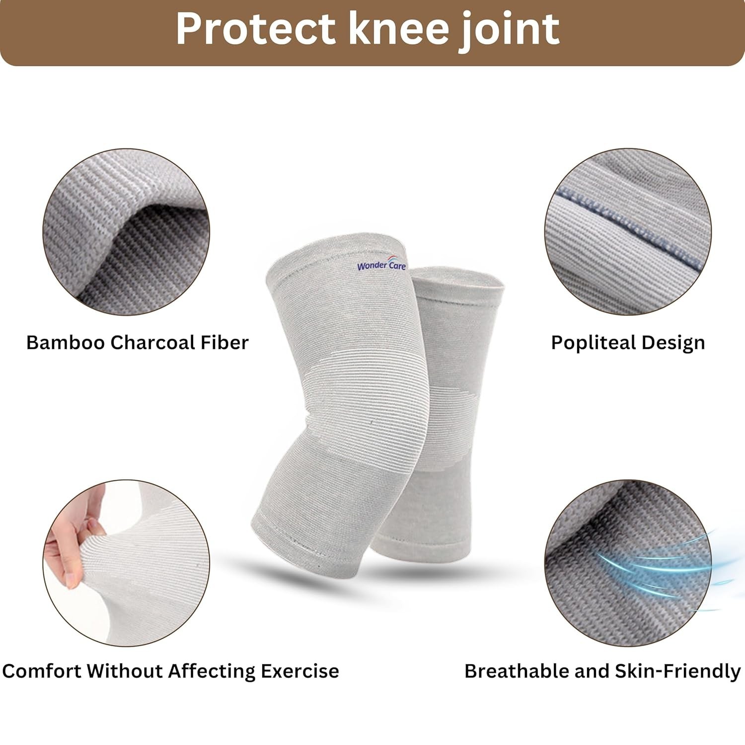2-Pack Bamboo Knee Compression Sleeve for Men and Women, Compression Knee Sle…