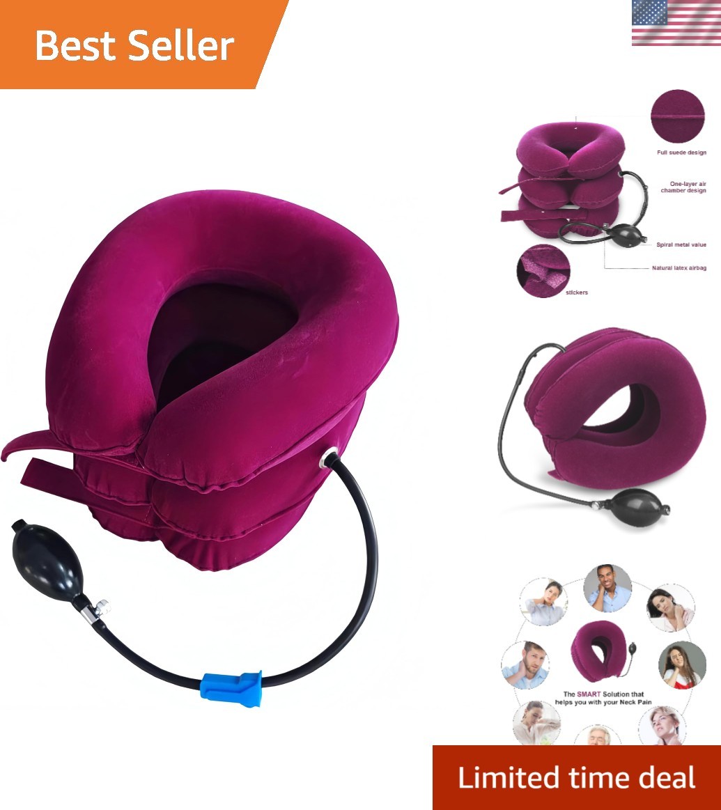 Ergonomic Inflatable Neck Traction Device for Pain Relief & Support – Adult Use