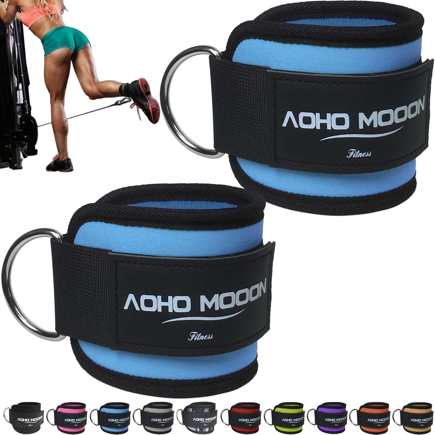 Multipurpose Ankle Straps for Leg Workouts with Strong Stitching and D Rings