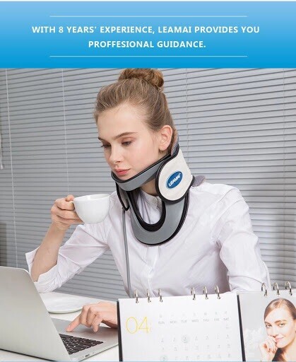 LEAMAI Newest Cervical Neck Traction Device – Adjustable CO3 Black Blue