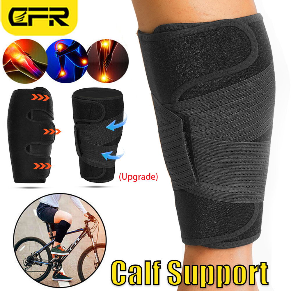 CFR Calf Brace Shin Splint Support Adjustable Lower Leg Compression Wrap Black