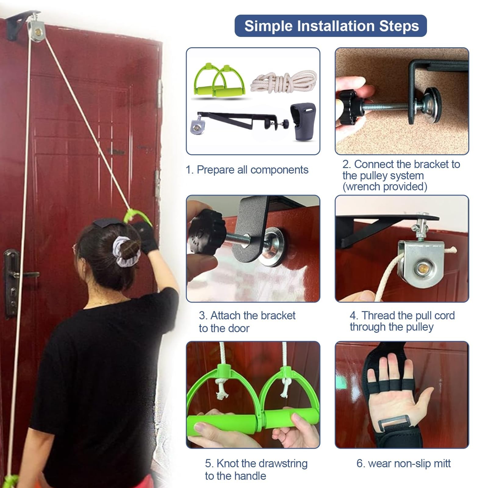 Shoulder Arm Pulley System – Over Door Rehab Exerciser for Home Therapy & Rotato