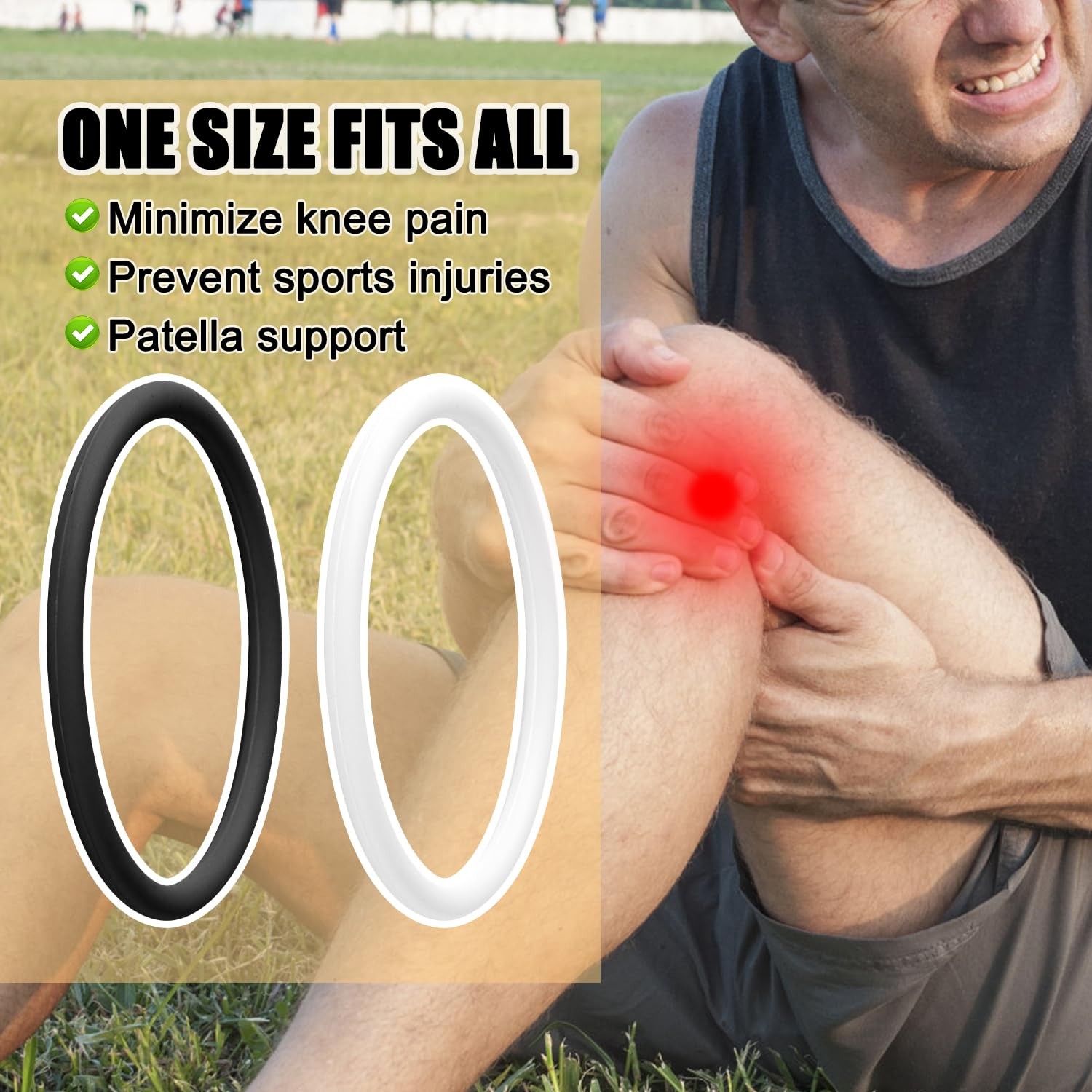 4 Pcs Patellar Tendon Support Strap, Silicone Knee Band Flexible Patella Knee
