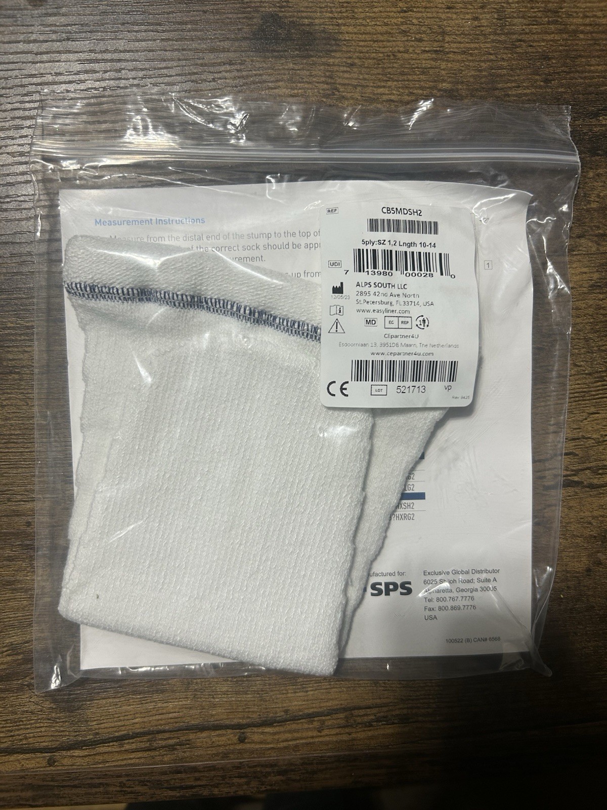 CoolBlue Prosthetic Socks 5 Ply size 1,2 Length 10-14 (BLUE) – New