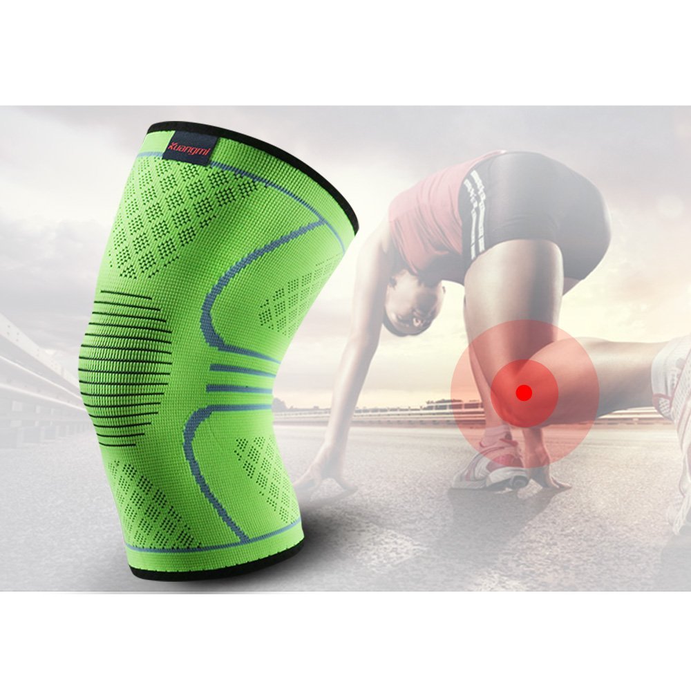 1PC Kuangmi Knee Sleeve Compression Brace Breathable Sports Support Green