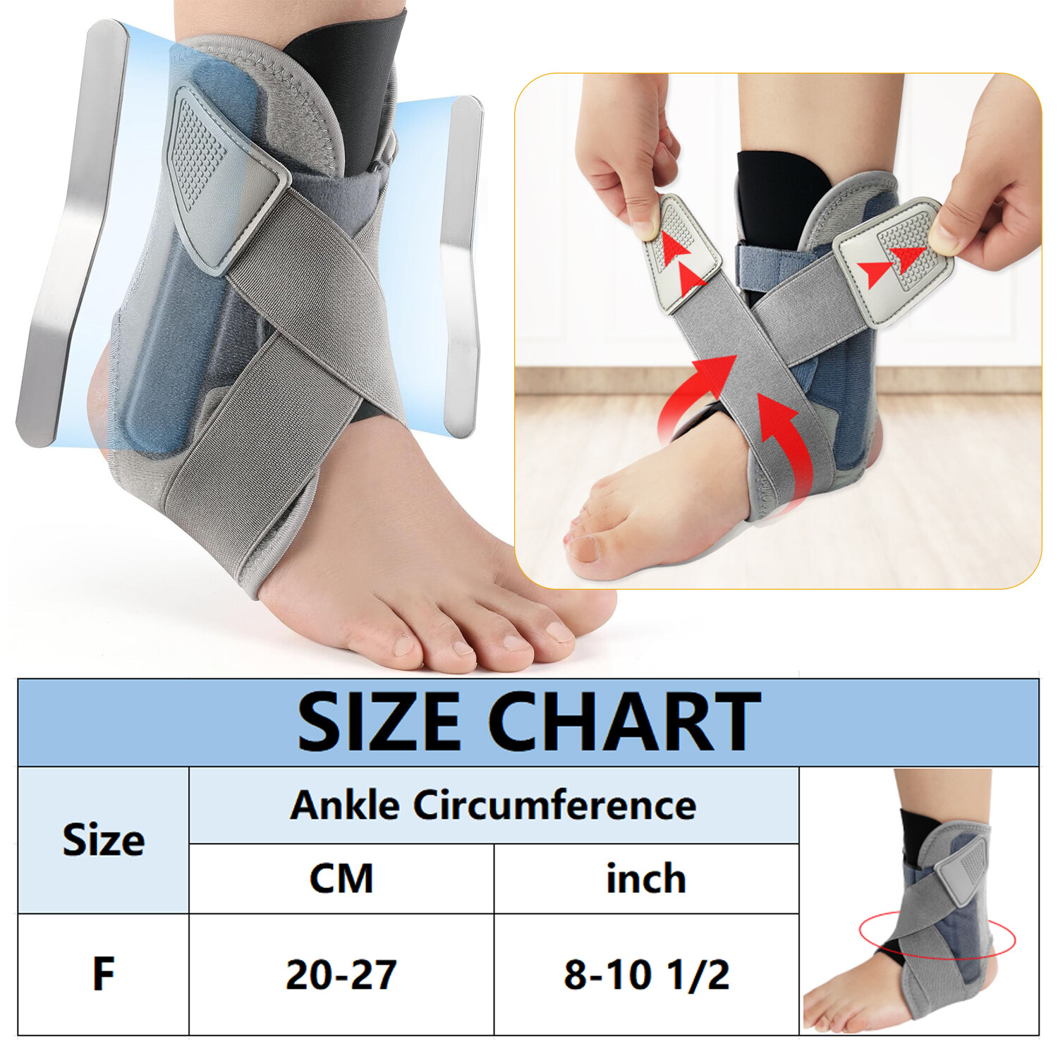 Ankle Support Brace Foot Drop Splint Orthotics Fracture Sprain Injury Support US