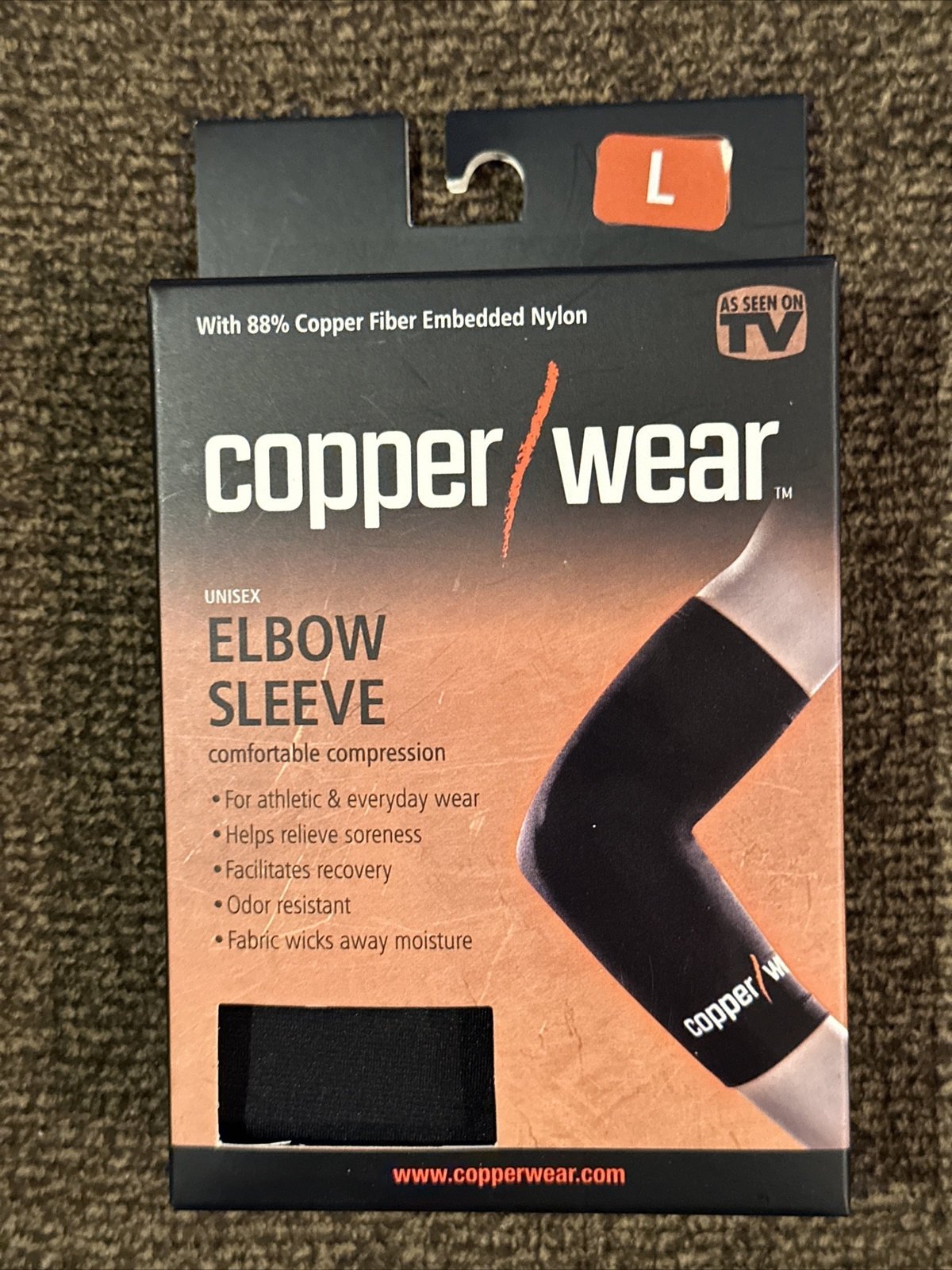 Copper Wear Unisex L Compression Elbow Sleeves 88% Copper Nylon 12% Spandex