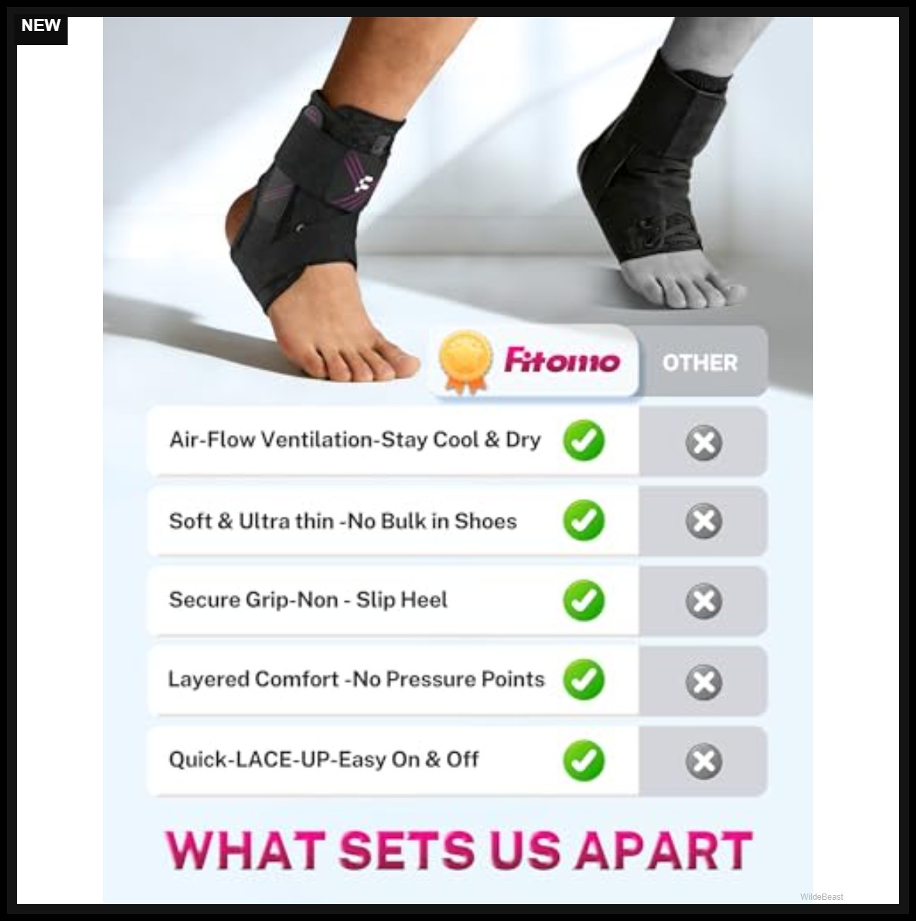 Ankle Brace Figure 8 Support 1.5mm Ultra Thin Compression Breathable for